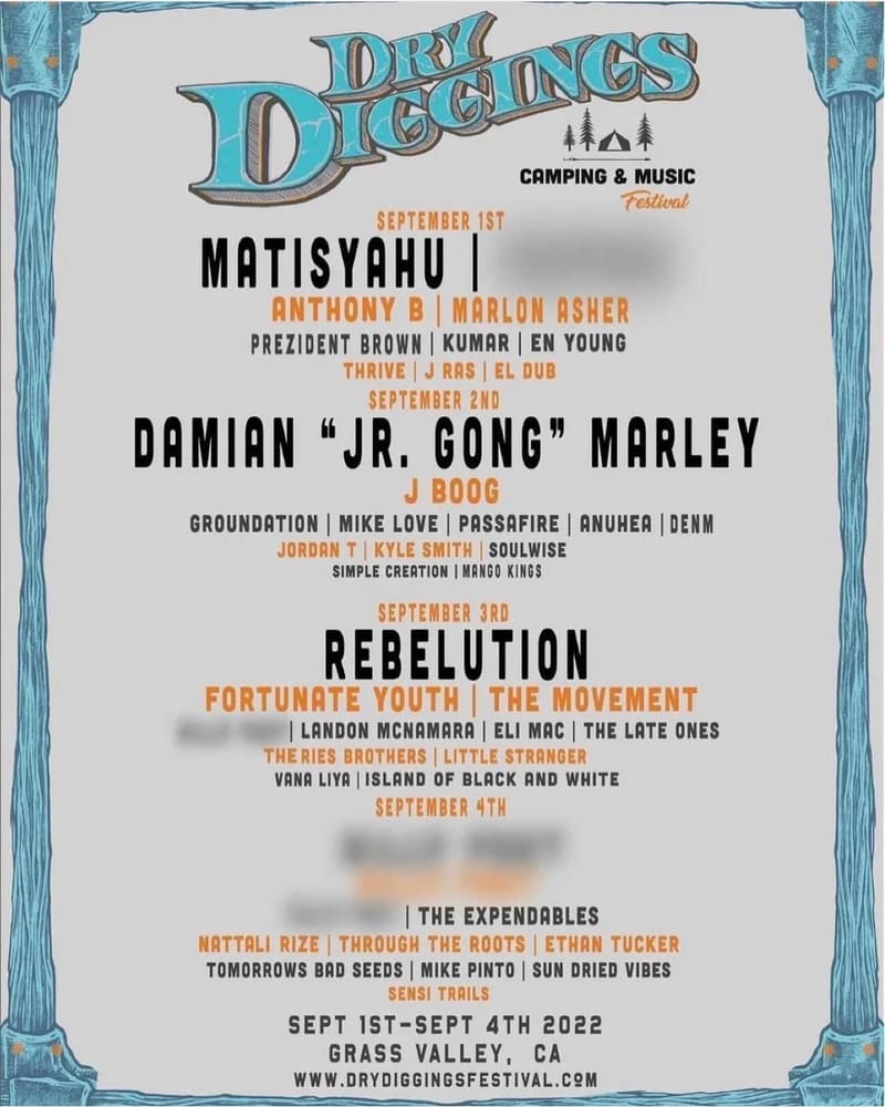 Poster: Dry Diggings Festival — with Matisyahu, Damian "Jr. Gong" Marley & Rebelution