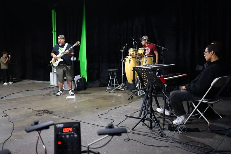 Running down the set in the rehearsal room